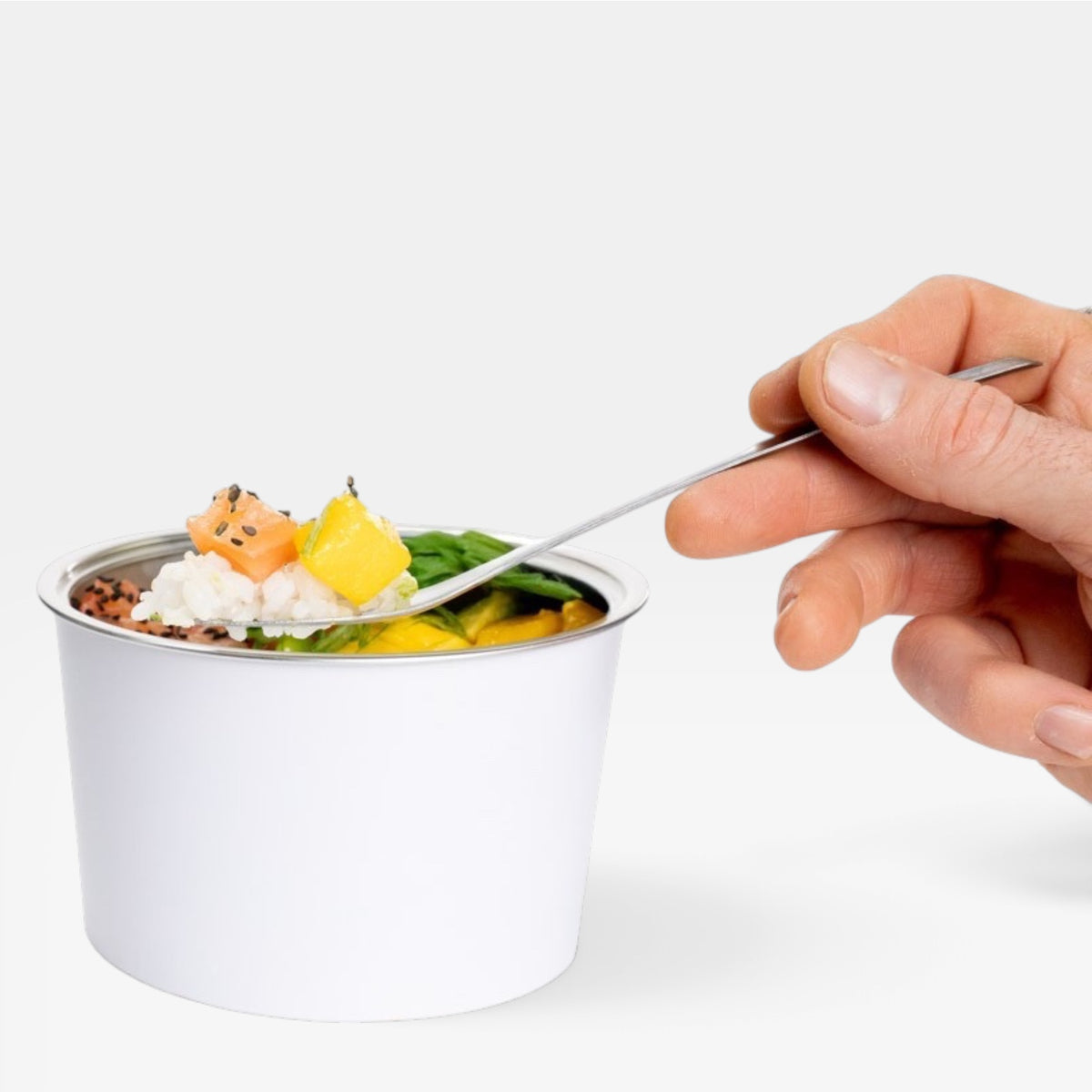 Bol de cartón blanco para comida caliente con tapa. 750 ml - 250 uds.
