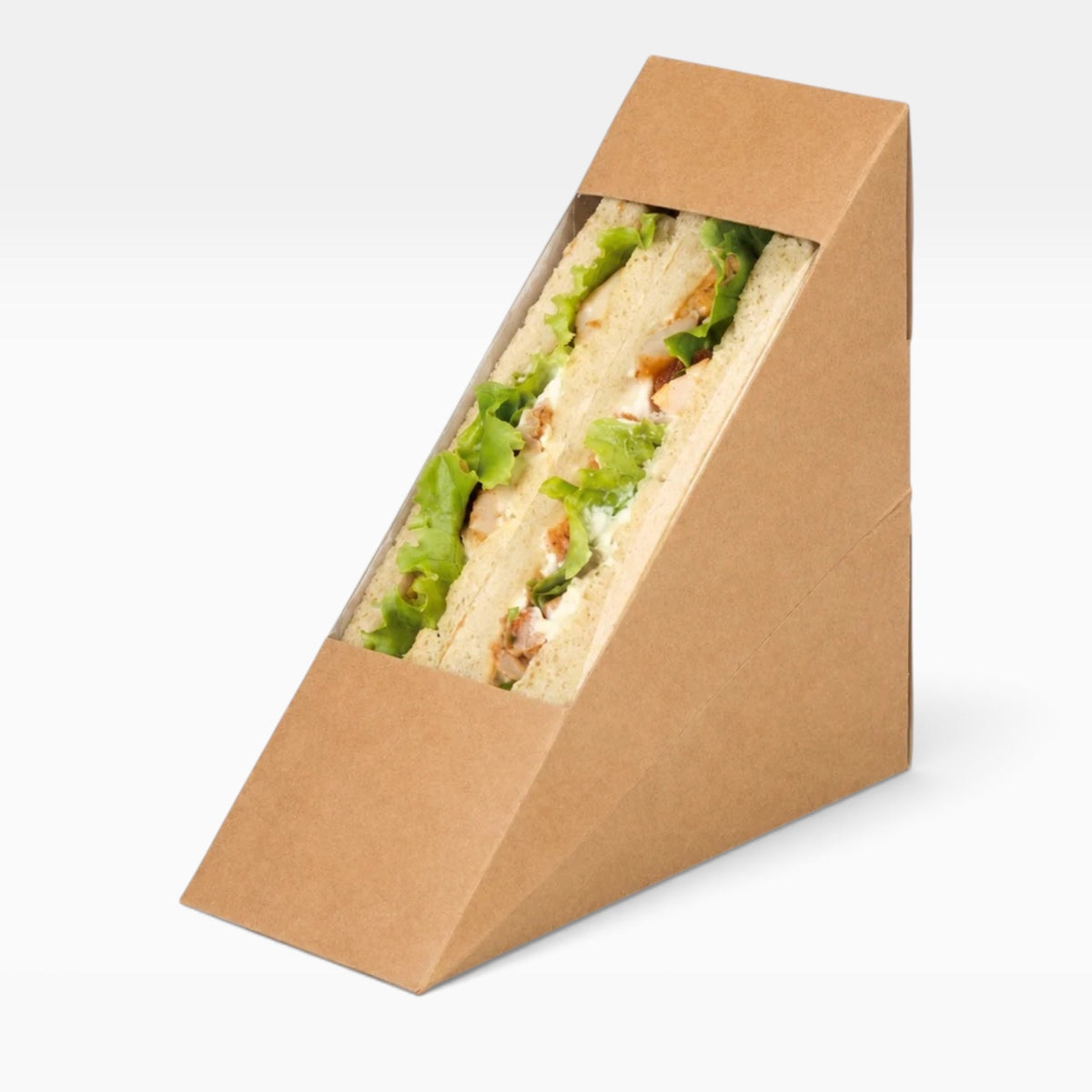 Envase triangular para sándwich kraft. 5.2 x 12.3 x 12.3 cm - 500 uds.