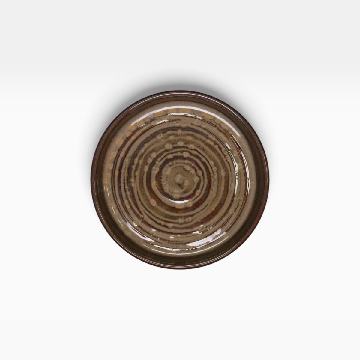 Plato llano pequeño Hazel marrón-rojo de porcelana. Ø10 x 2 cm - 12 uds.