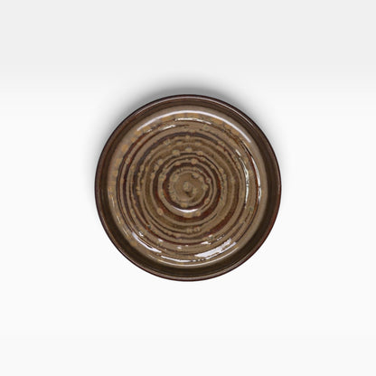 Plato llano pequeño Hazel marrón-rojo de porcelana. Ø10 x 2 cm - 12 uds.