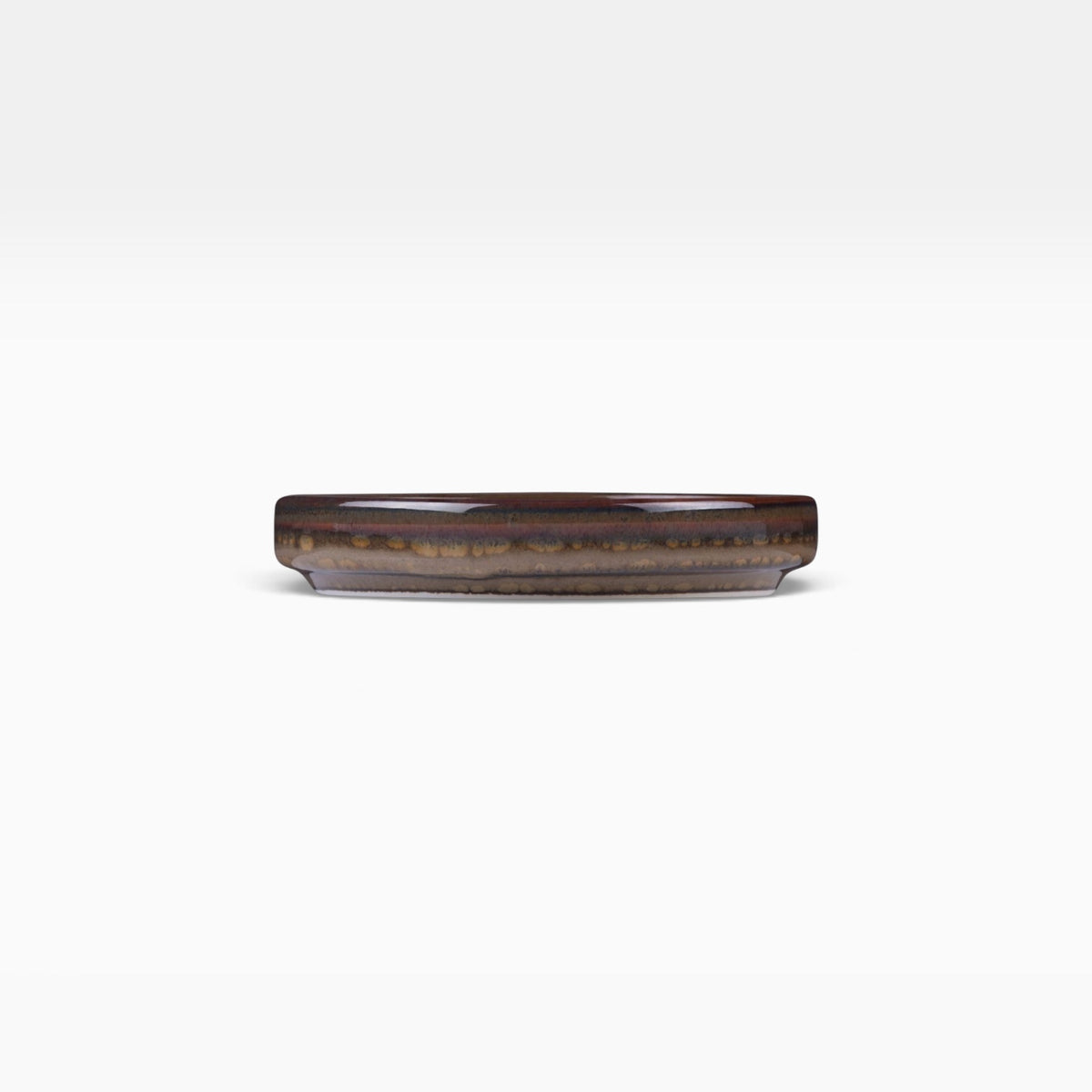 Plato llano pequeño Hazel marrón-rojo de porcelana. Ø10 x 2 cm - 12 uds.