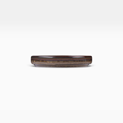 Plato llano pequeño Hazel marrón-rojo de porcelana. Ø10 x 2 cm - 12 uds.