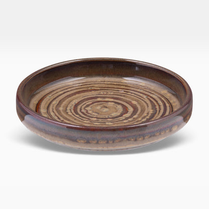 Plato llano pequeño Hazel marrón-rojo de porcelana. Ø10 x 2 cm - 12 uds.