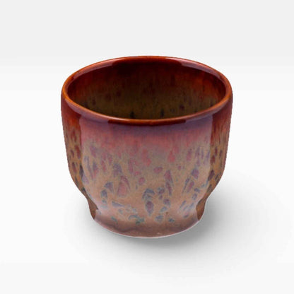Taza sin asa Hazel marrón-rojo de porcelana. 8 cl - 12 uds.