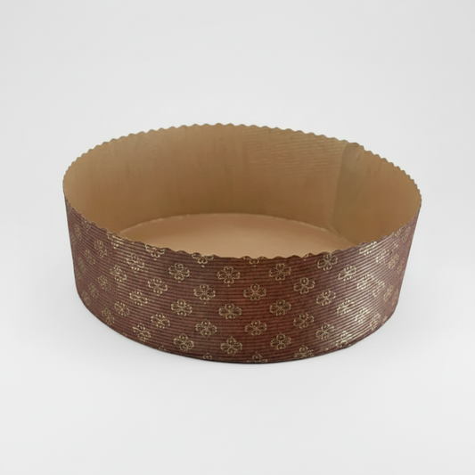 Molde redondo retractilado marrón de papel horneable. ø12 x 3.5 cm  - 300 Uds.