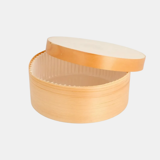 Caja de madera horneable + Papel de cocción. ø10 x 4.2 cm. 270 ml - 120 uds.
