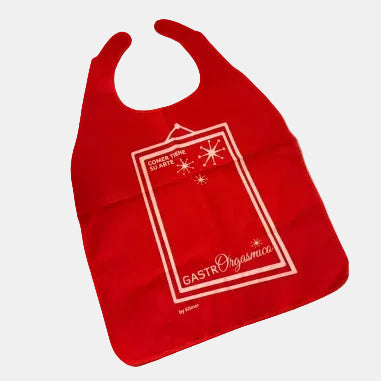 Babero de tela edición Gastrorgasmico rojo. 49.5 x 50 cm - 1 ud.