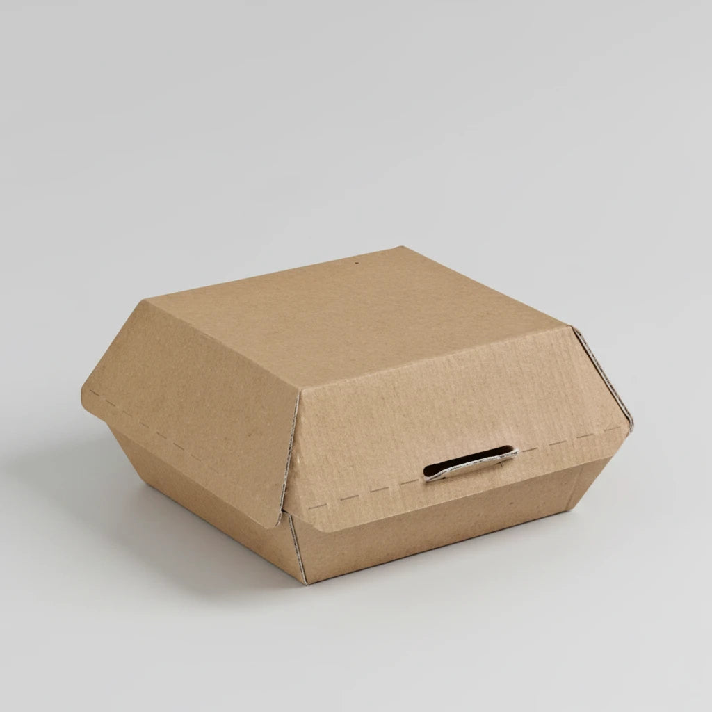 Caja hamburguesa kraft. 13.6 x 12.5 x 6.5 cm - 500 Uds. - Klimer