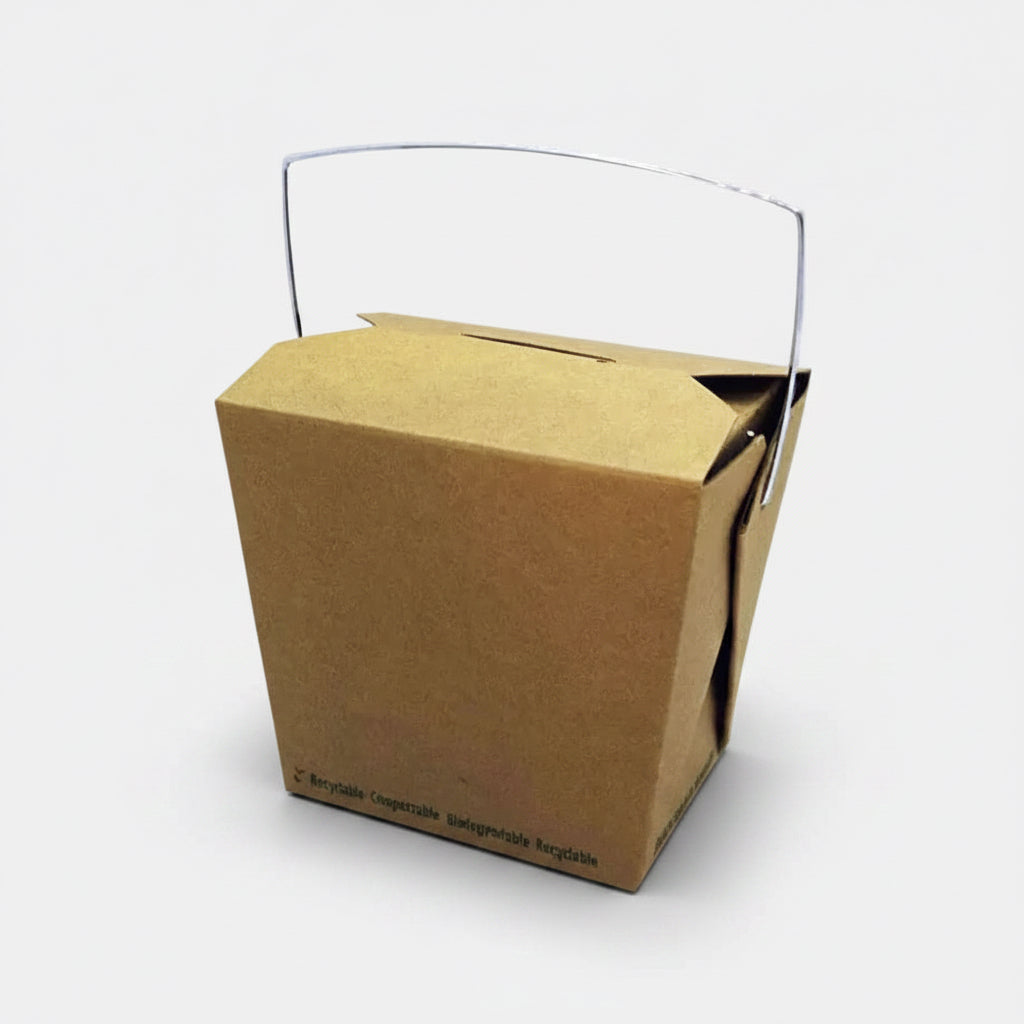 Caja cuadrada kraft con asa 10 x 9.2 x 10.4 cm 750 ml - 500 Uds.
