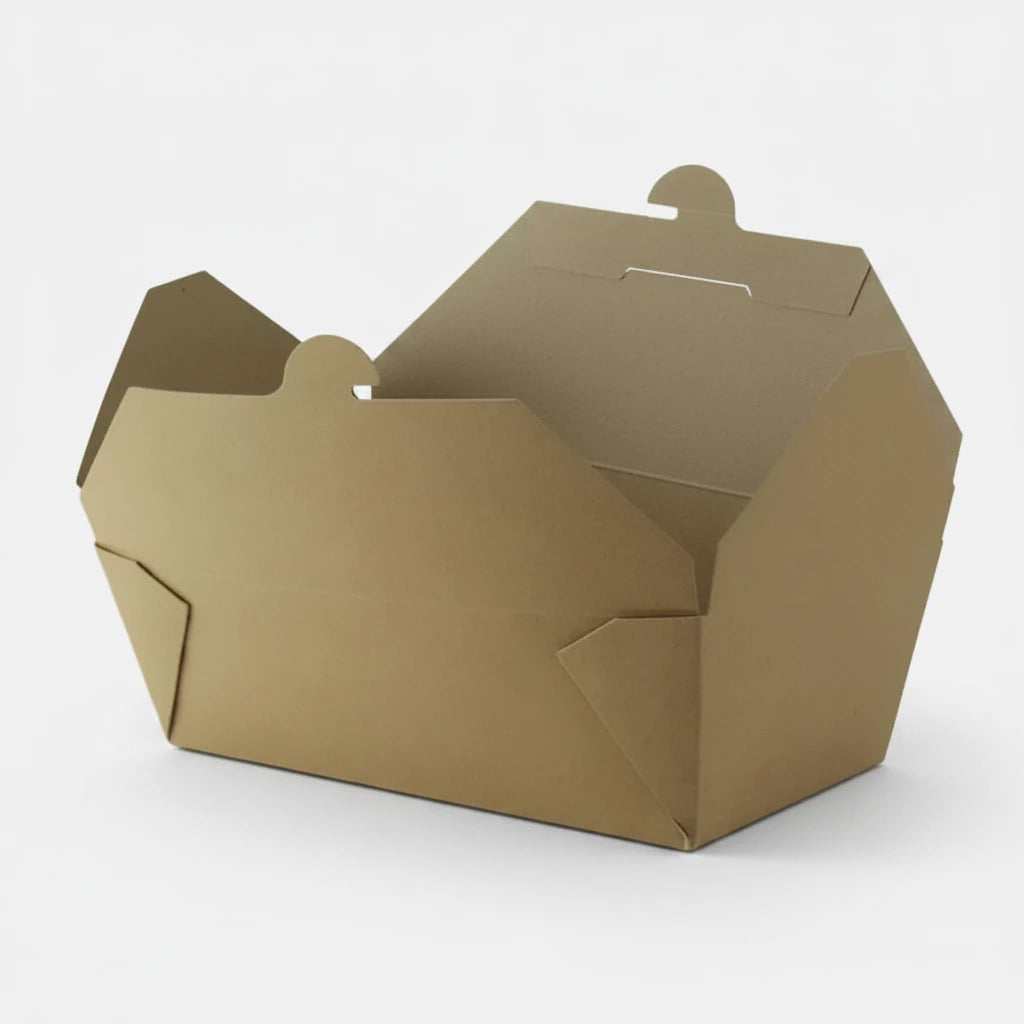 Caixa biodegradável de cartão kraft. 18.5 x 10.5 x 6 cm. 1000 ml - 250 unid.