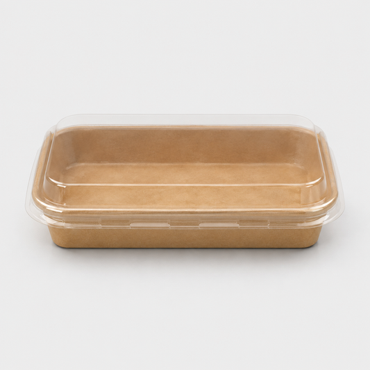 Bandeja kraft con tapa para sushi. 16 x 9 x 2.4 cm - 300 uds
