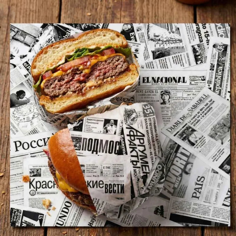 Papel de periódico parafinado estándar 29 x 30 cm. Modelo "The New Fork Times" - 500 Uds - Klimer